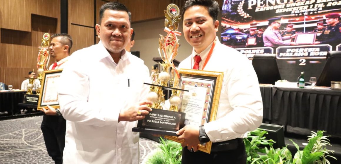 Satresnarkoba Polresta Banyuwangi Raih Penghargaan Ranking III Barang Bukti Terbanyak Semester I Tahun 2026